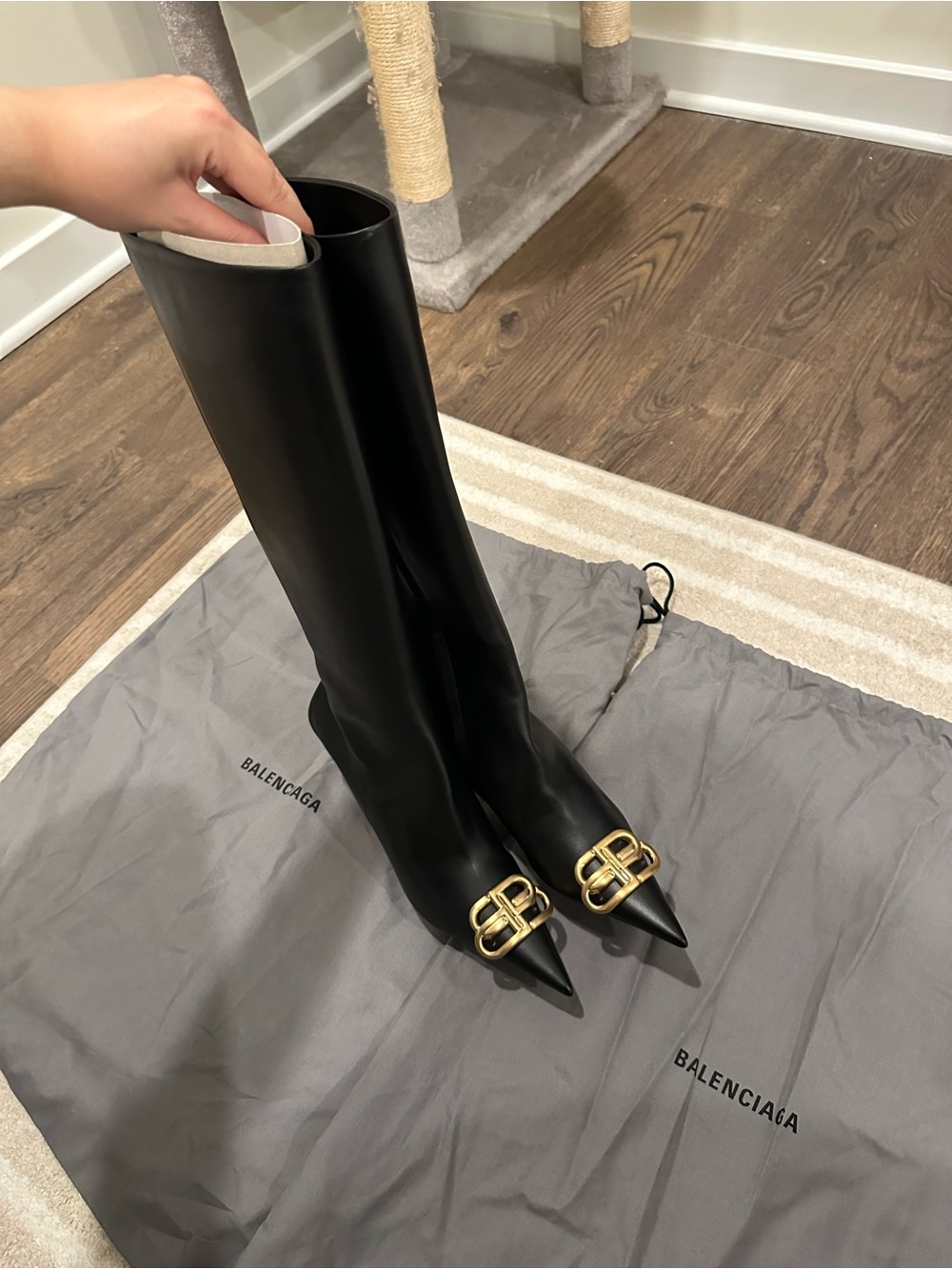 Balenciaga Knife BB leather knee-high boots